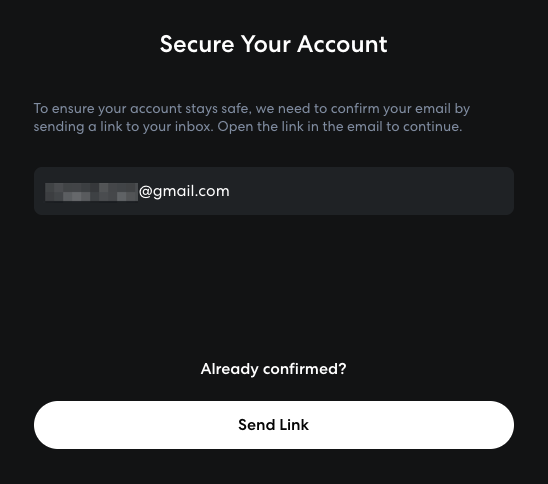 Écran de confirmation de l’adresse e-mail dans BandLab, en anglais.